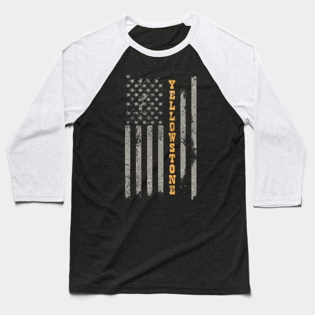 Old Yellowstone Flag Baseball T-Shirt by Etopix